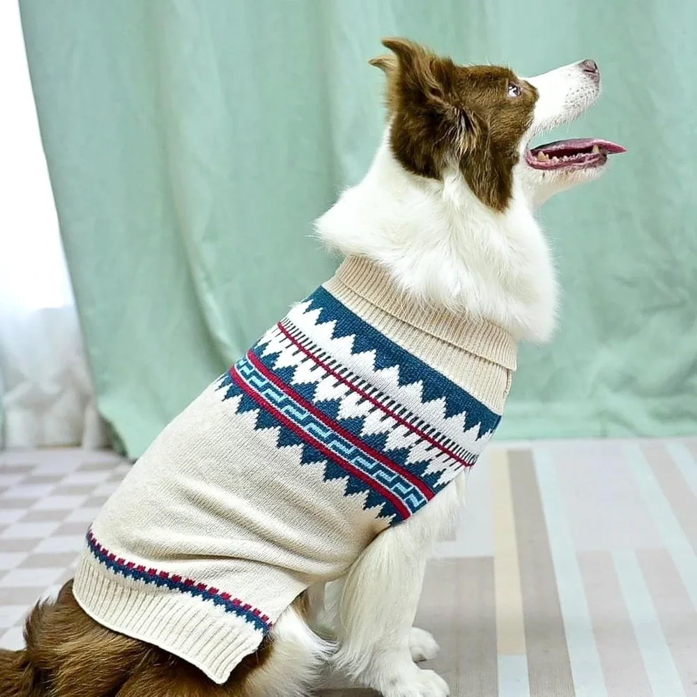 BingPet XL‎ Size Dog Sweater New Knit Turtleneck with Leash Hole